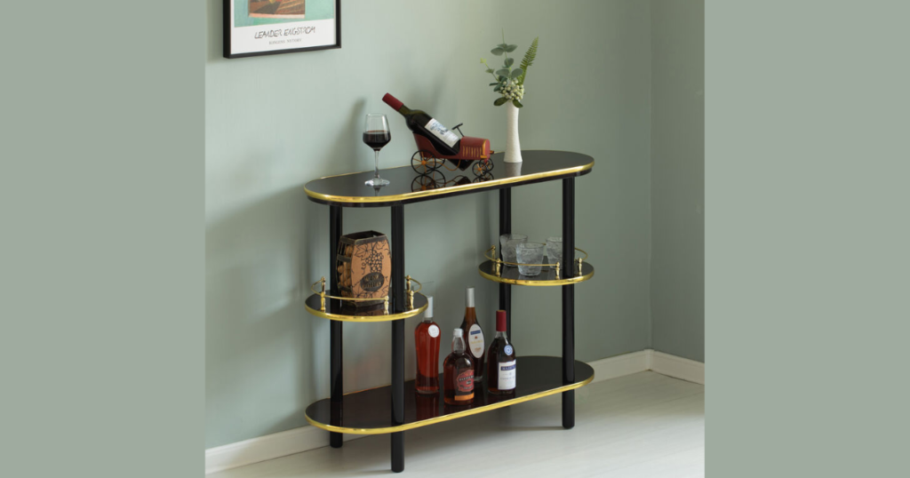 console table styled as a mini bar