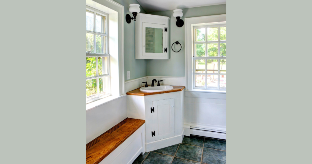 corner sink or compact vanity for tight layouts 