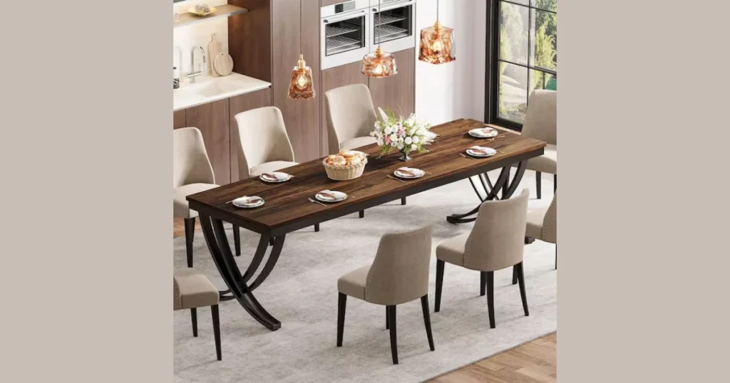 Rectangular Wooden Table with Sleek Legs