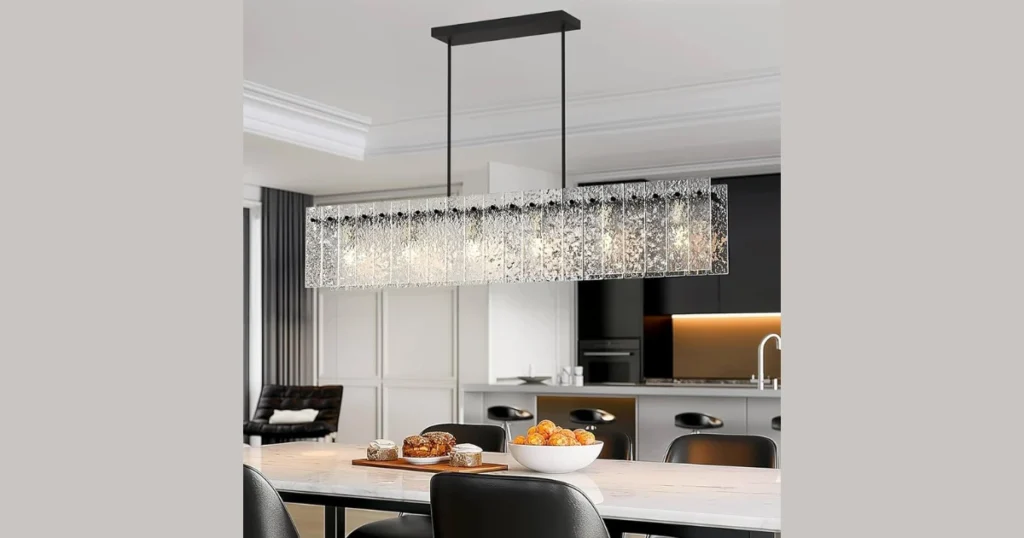 Black Metal Linear Chandeliers for Long Dining Tables