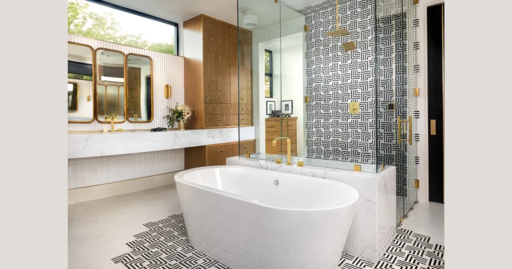 half floor pattern with plain surround