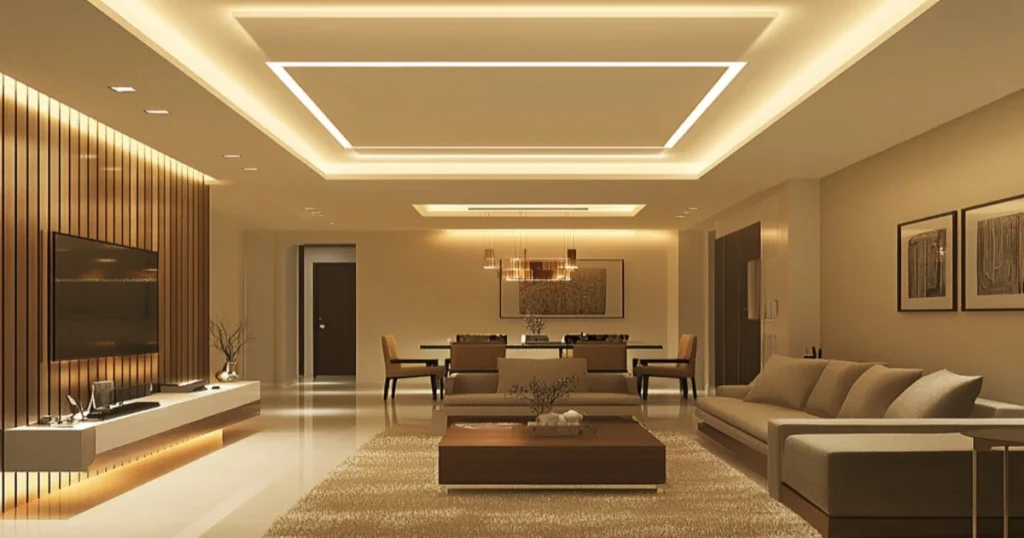 modern false ceiling with recessed lighting