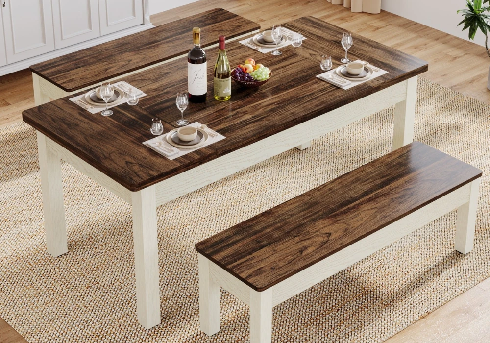 55 Inch Dining Table with Bench Seating Idea