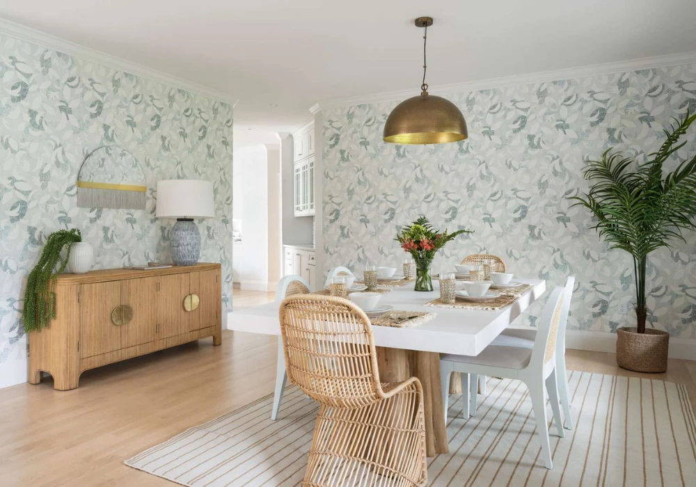 70 Inch Dining Table with Large Rug Styling