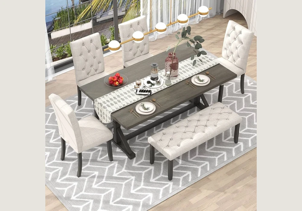 72 Inch Dining Table with Bench Seating