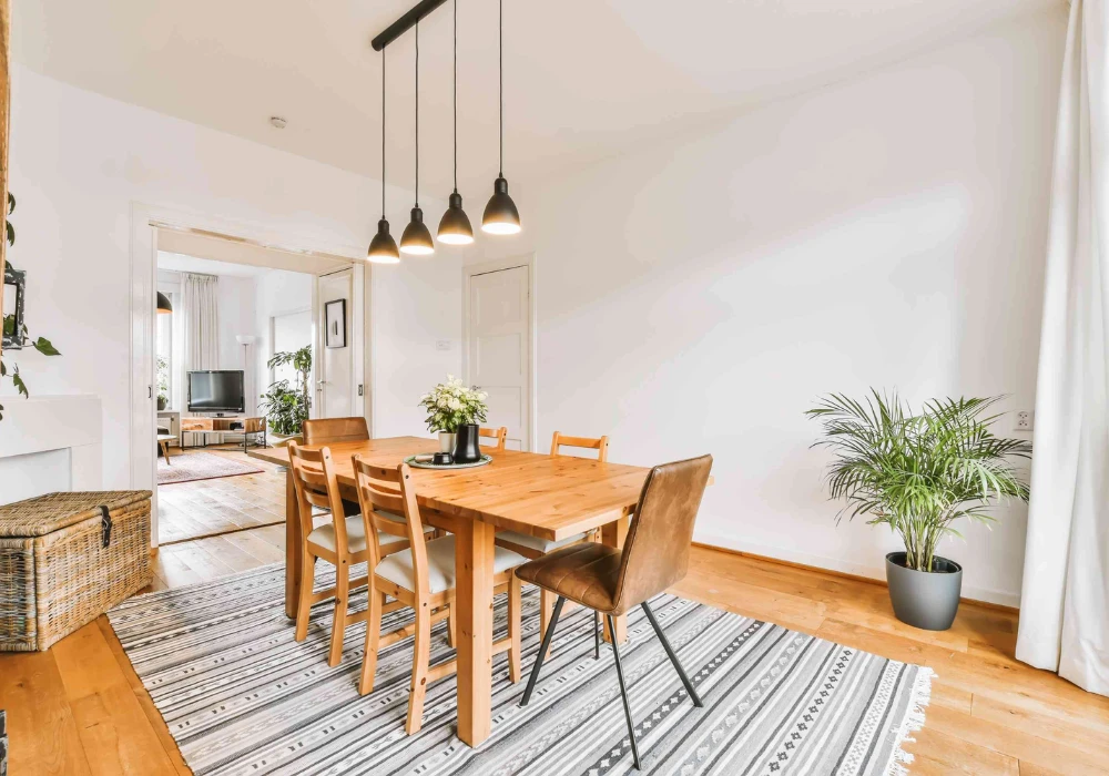 72 Inch Dining Table with Rug Styling