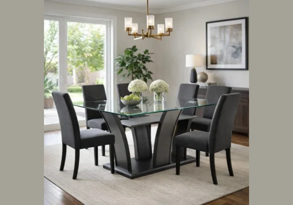 72 Inch Dining Table with Statement Lighting