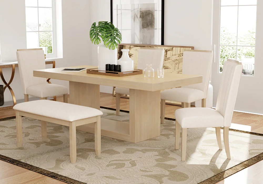 78 Inch Dining Table with Bench Seating