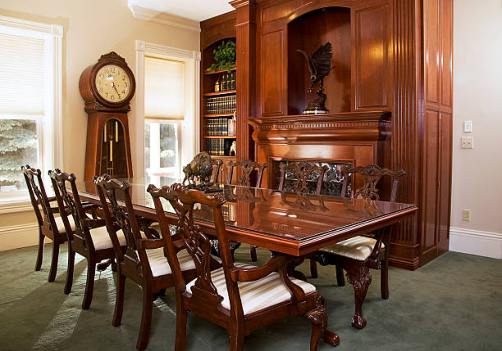 Antique Wooden Dining Table Setup