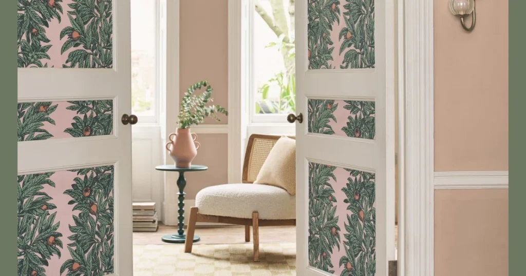 Apply Decorative Door Wallpaper or Panels