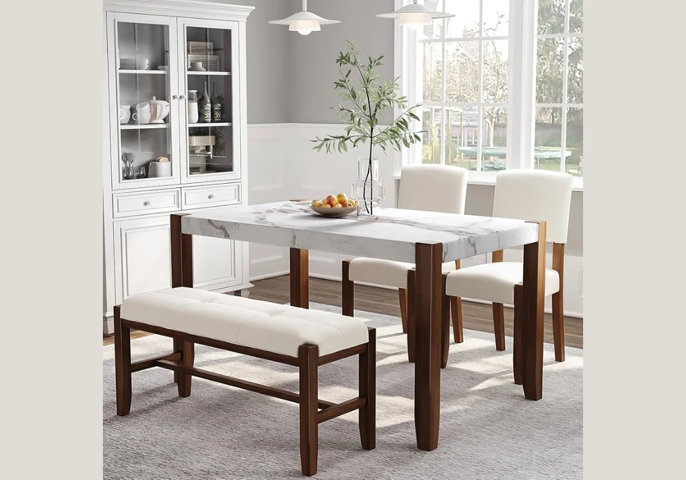 Bench Seating Dining Table for 4 for Space Saving Style