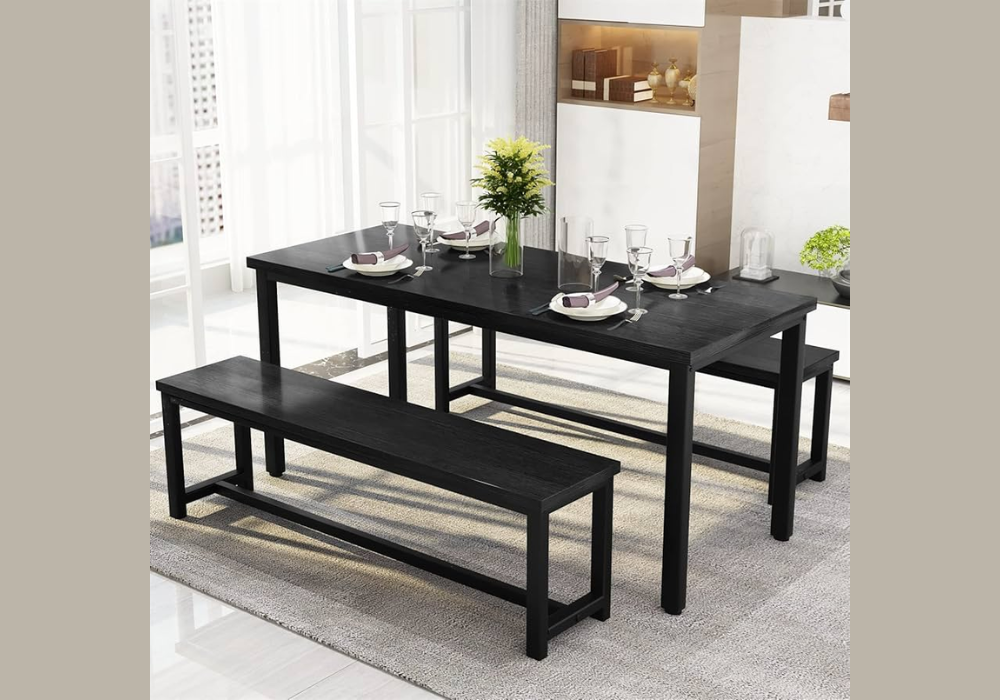 Black Dining Table With Bench Seating