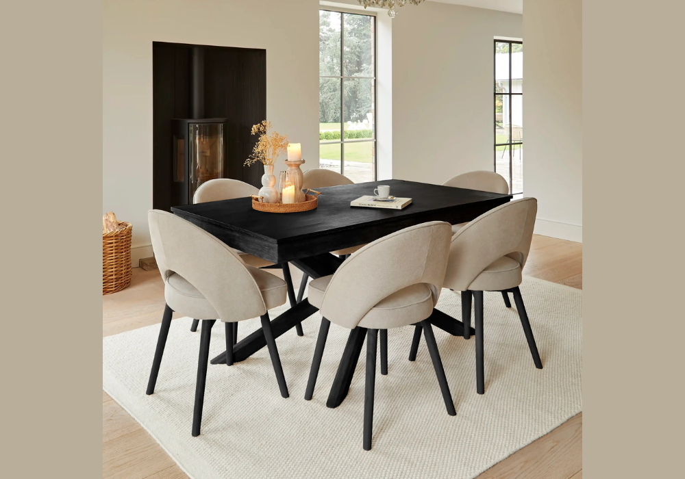 Black Dining Table With Upholstered Chairs