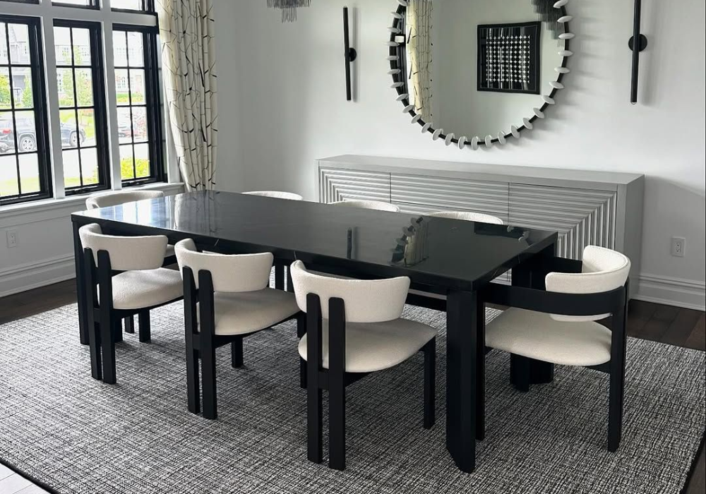 Black Dining Table With White Dining Chairs