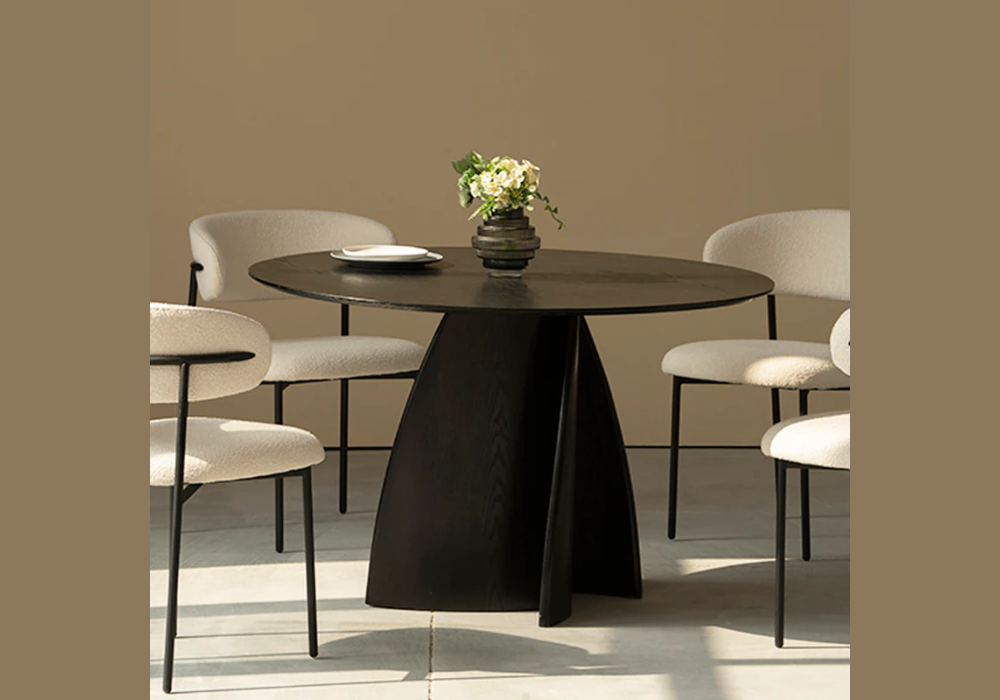 Black Round Dining Table for Bold Dining Style