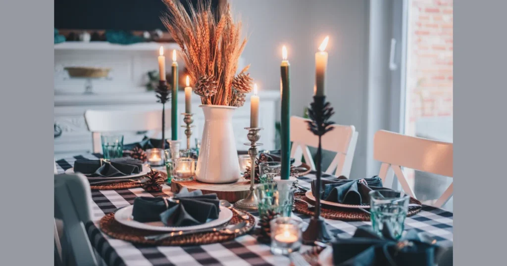 Candle Centered Dining Table Setting
