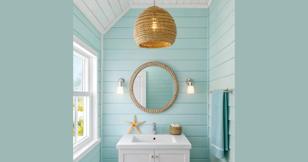 Coastal Bathroom Shiplap in Soft Blue