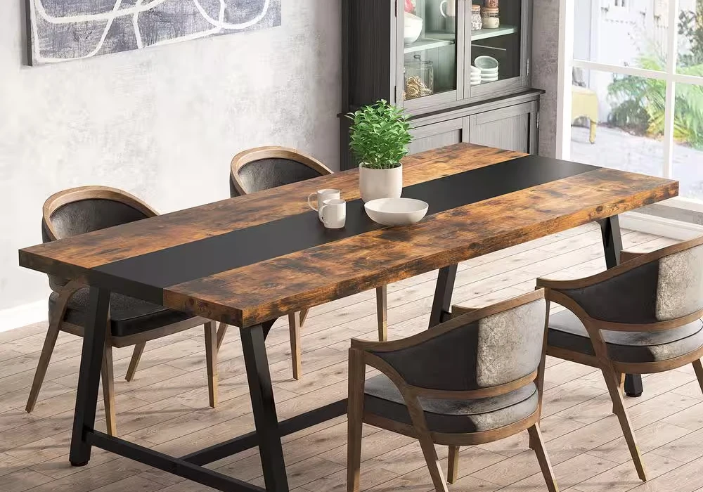 Dark Wood Industrial Dining Table Theme