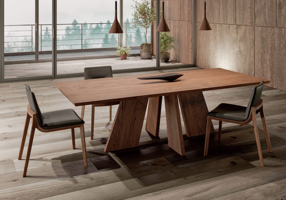 Dark Wood Japandi Dining Table Contrast