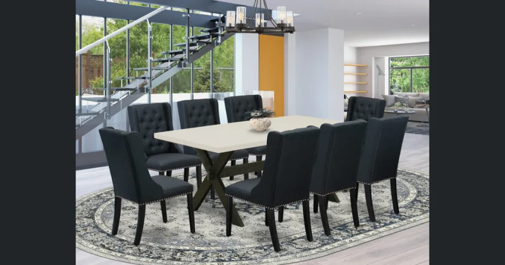 Dining Table Furniture with Upholstered Chairs