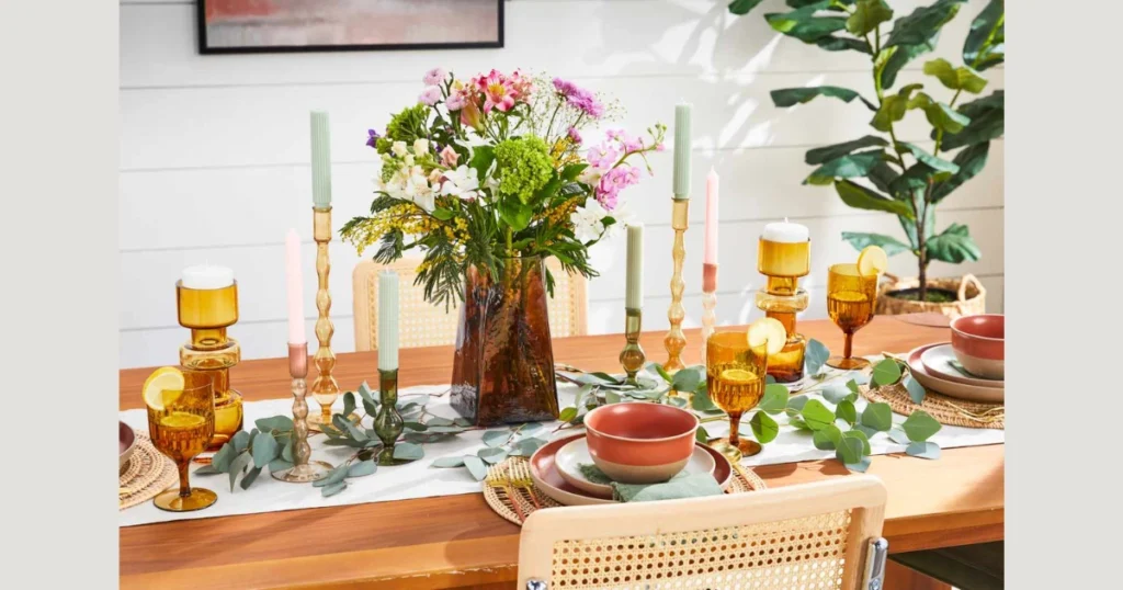 Dining Table Plan with Fresh Flowers