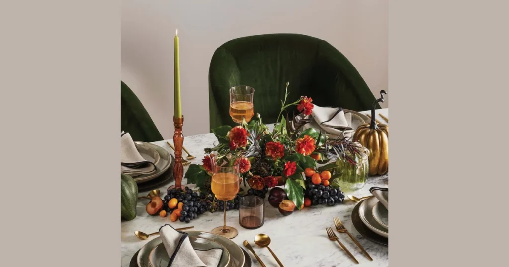 Dining Table Plan with Layered Centerpieces