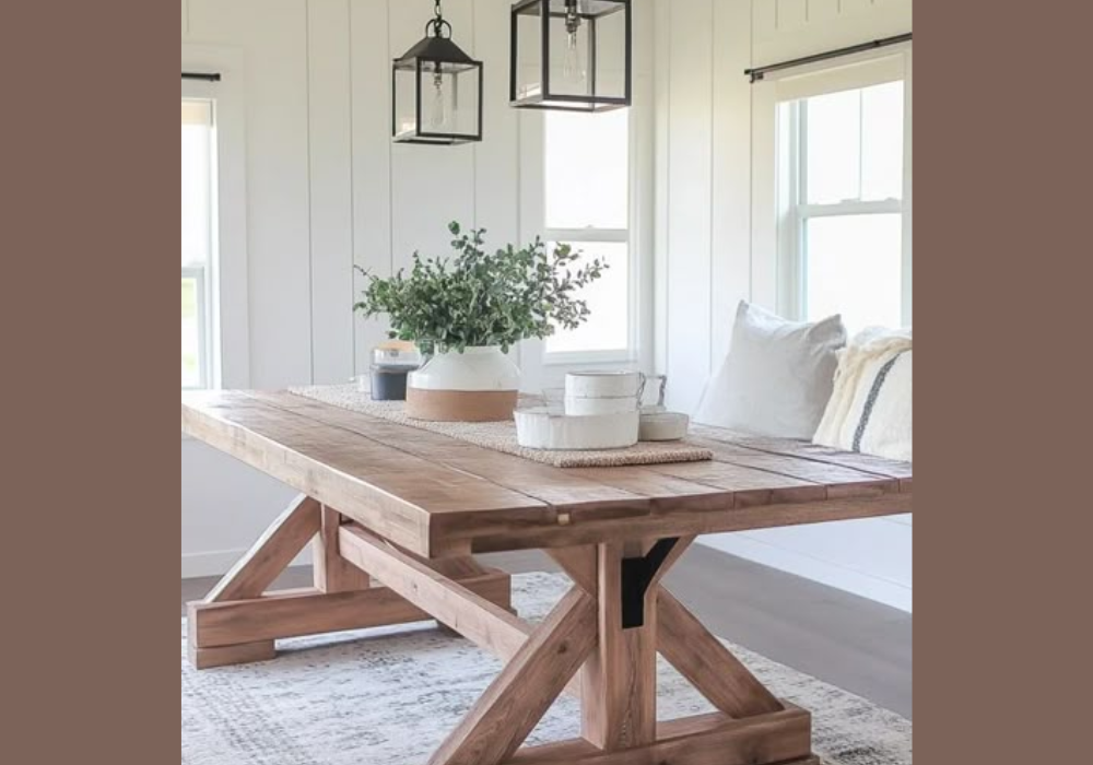 Distressed Wood Vintage Dining Table