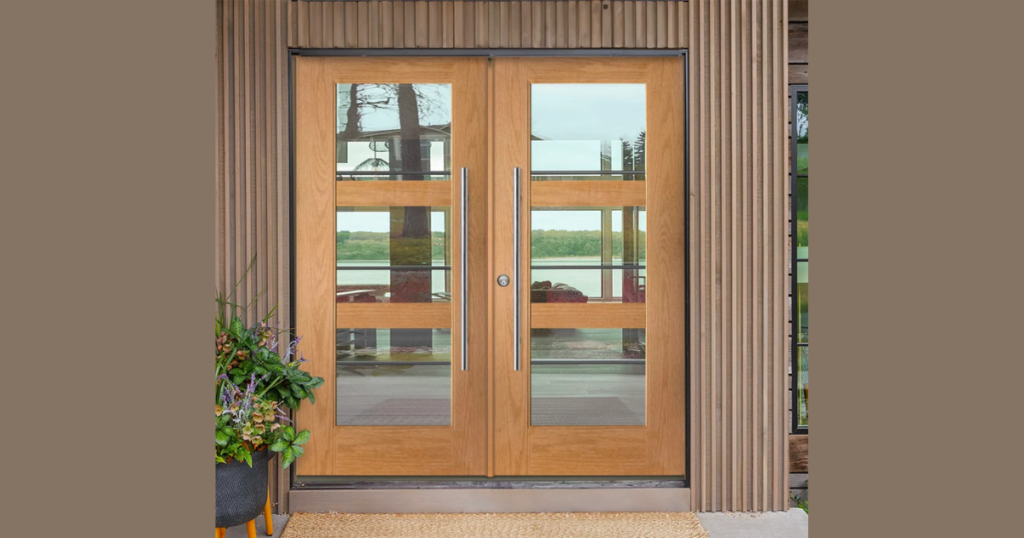 Double Glass Panel Modern Door Design