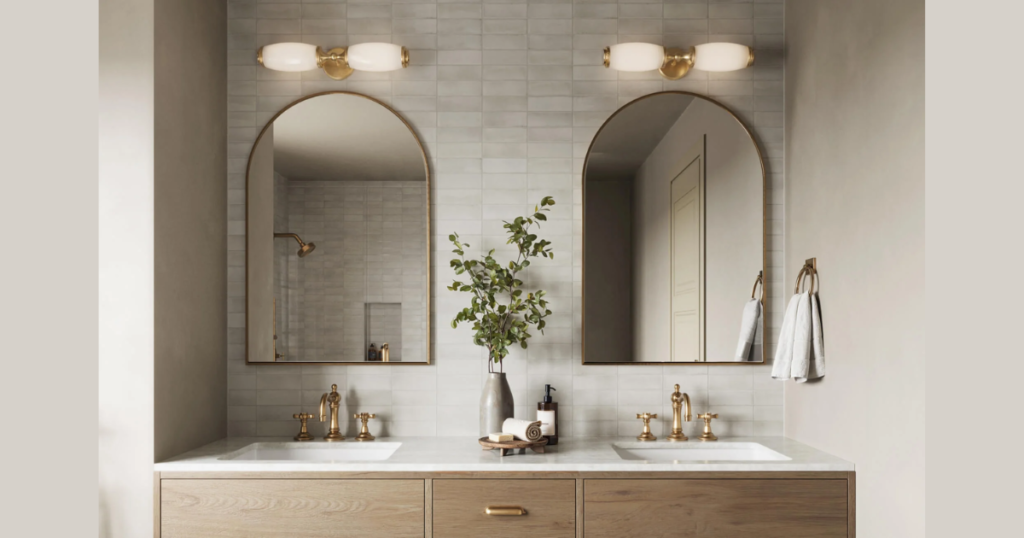 Double Sconce Layout for Large Vanity Mirrors