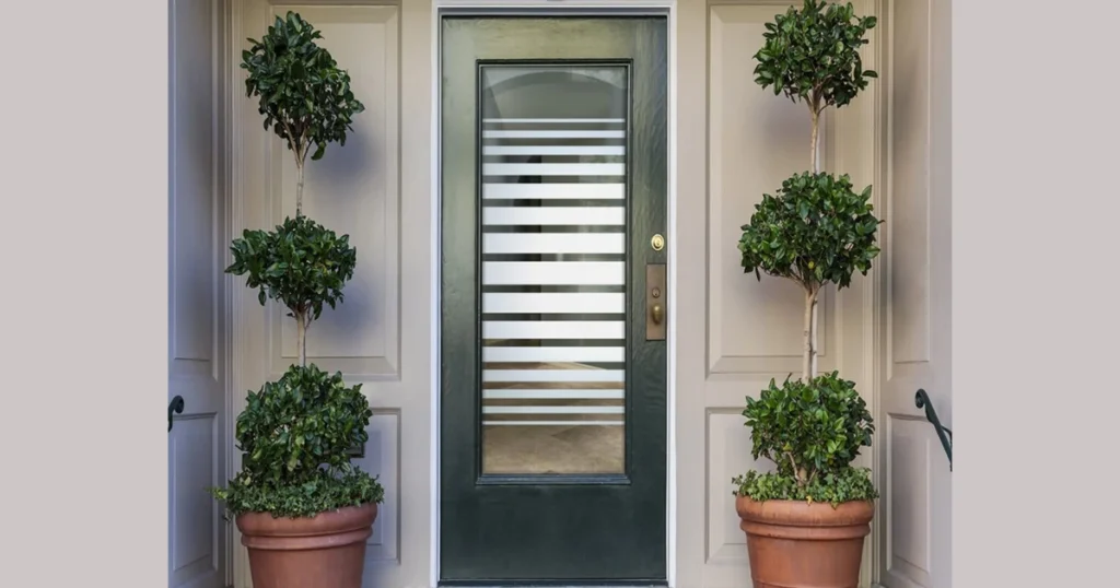 Exterior Door with Horizontal Glass Strips