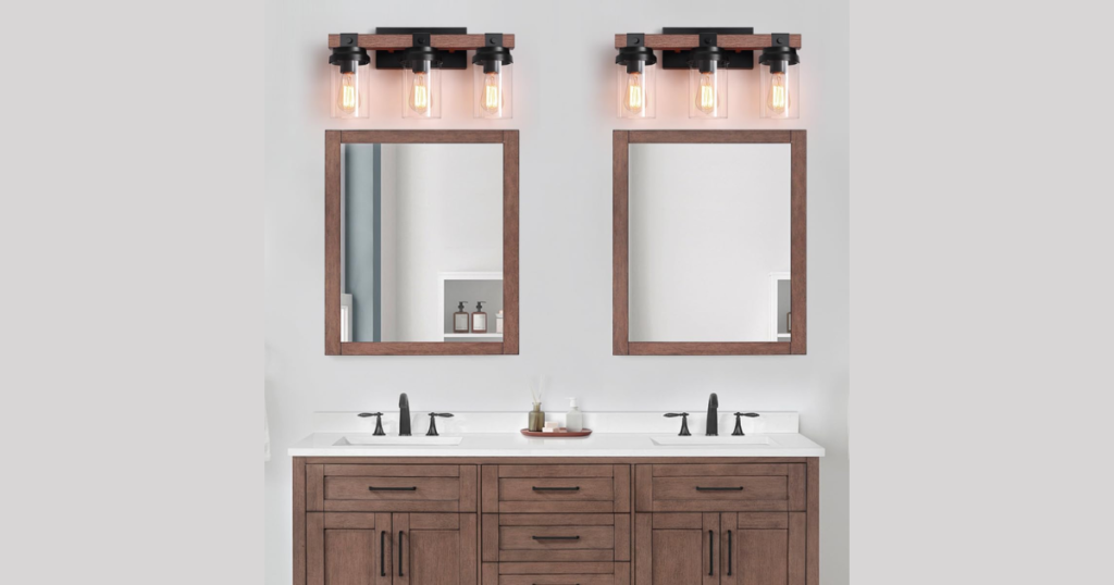  Farmhouse Bathroom Sconce Ideas with Clear Glass Shades