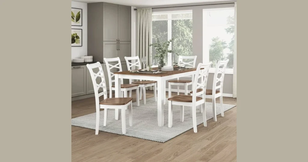 Farmhouse Dining Table with Cross Back Chairs