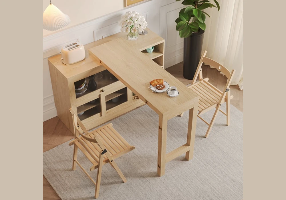 Fold-Out Cabinet Dining Table