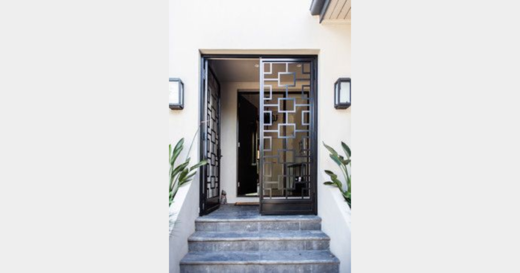 Front Door with Decorative Metal Grille