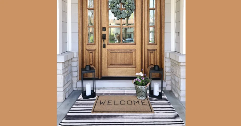Front Entry Door with Outdoor Rug