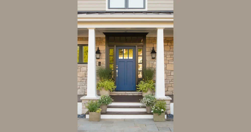 Front Entry Door with Planters