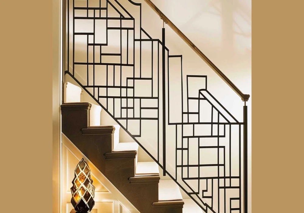 Geometric Railing Ideas for Indoor Stairs
