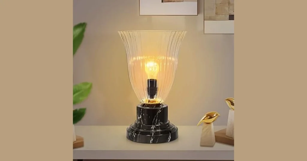 Glass Base Lamp on dining table