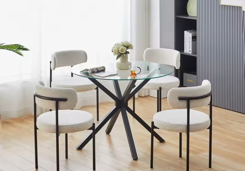 Glass Dining Table With 4 Chairs for an Airy Feel
