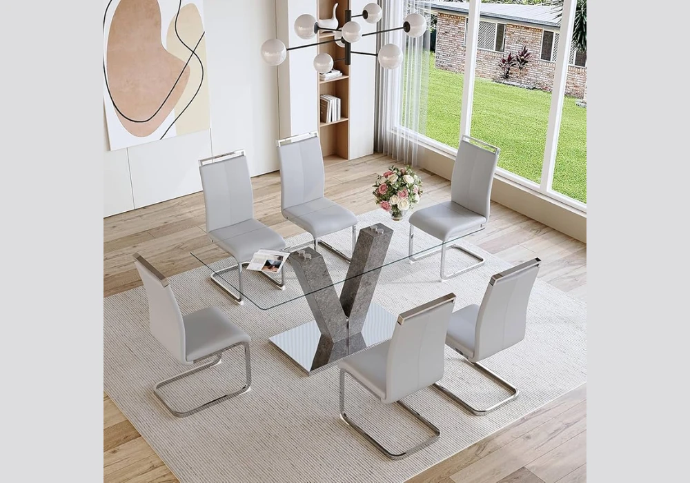 Glass Dining Table for 6 for an Airy Dining Space