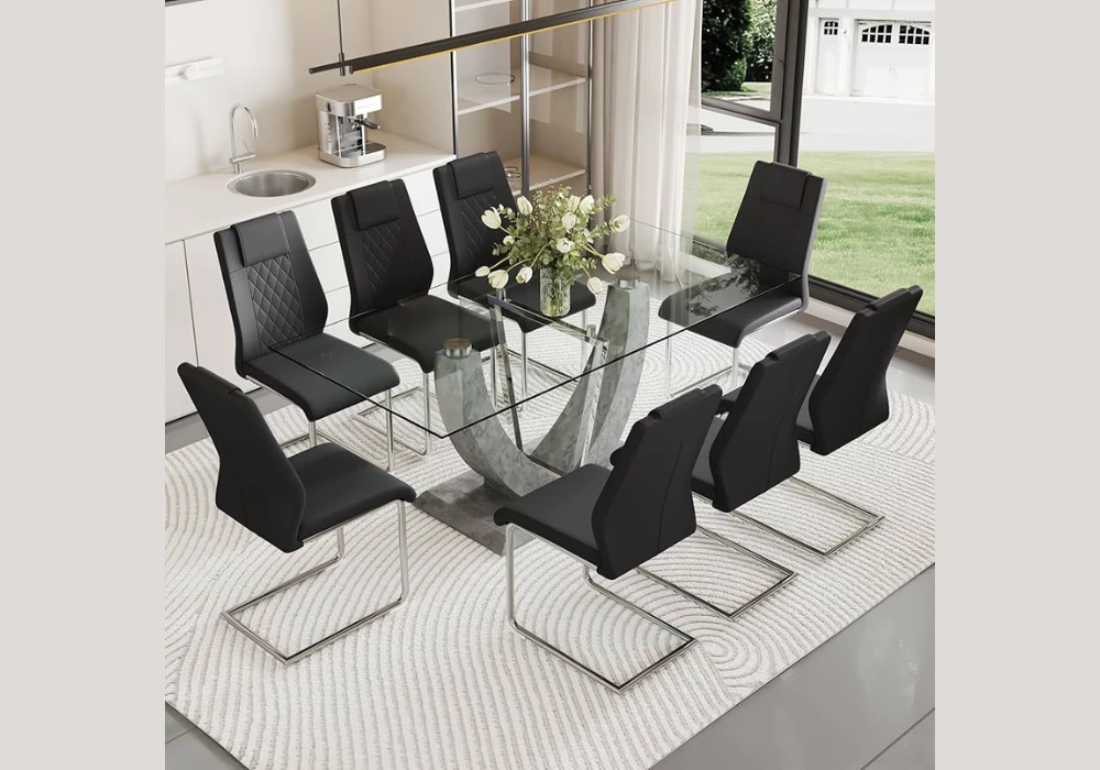 Glass Dining Table for 8 for an Airy Look
