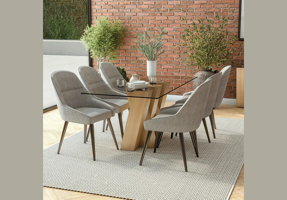 Glass Dining Table with Crystal Candle Holders