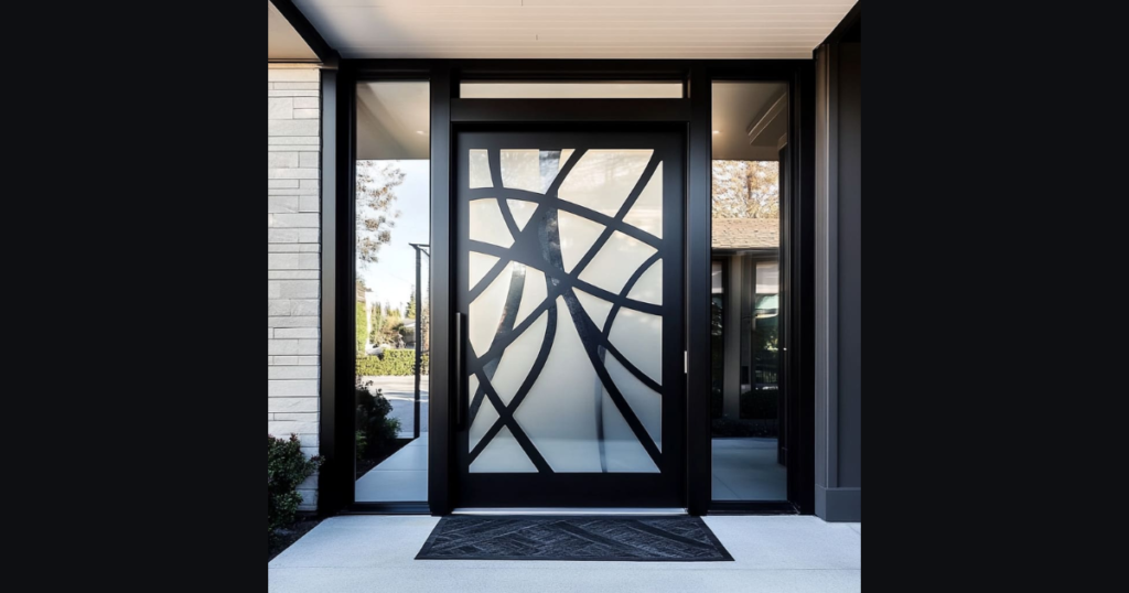 Glass Panel Front Door with Frosted Center