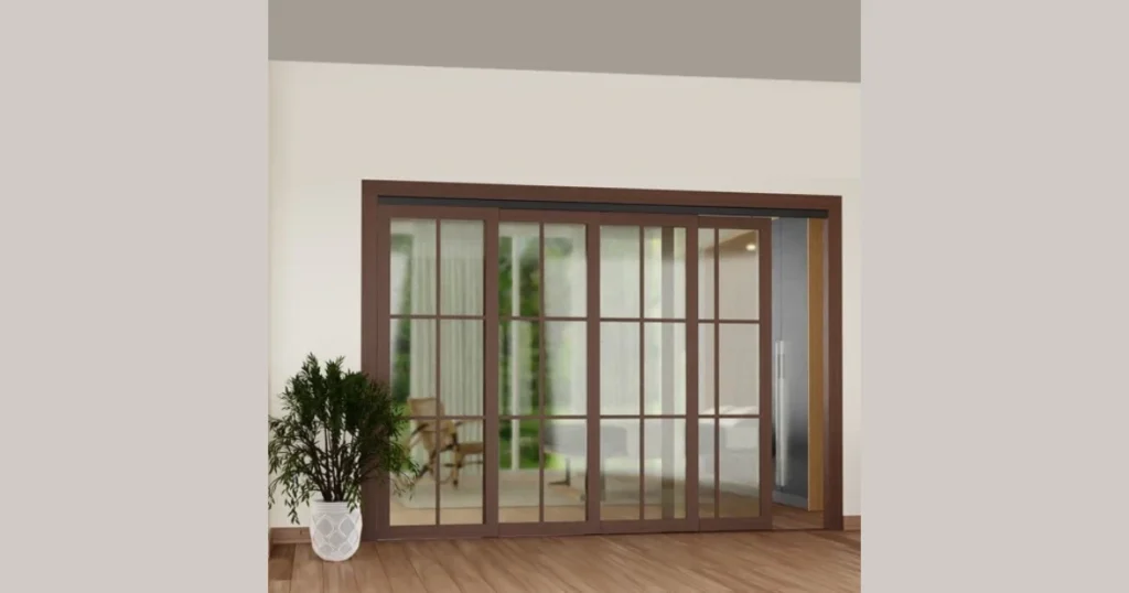 Glass Panel Wooden Door Partition
