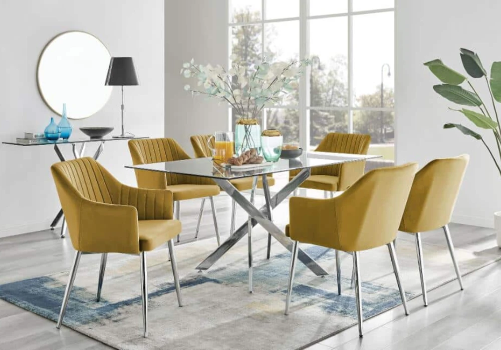 Glass Top 55 Inch Dining Table Idea for Small Rooms