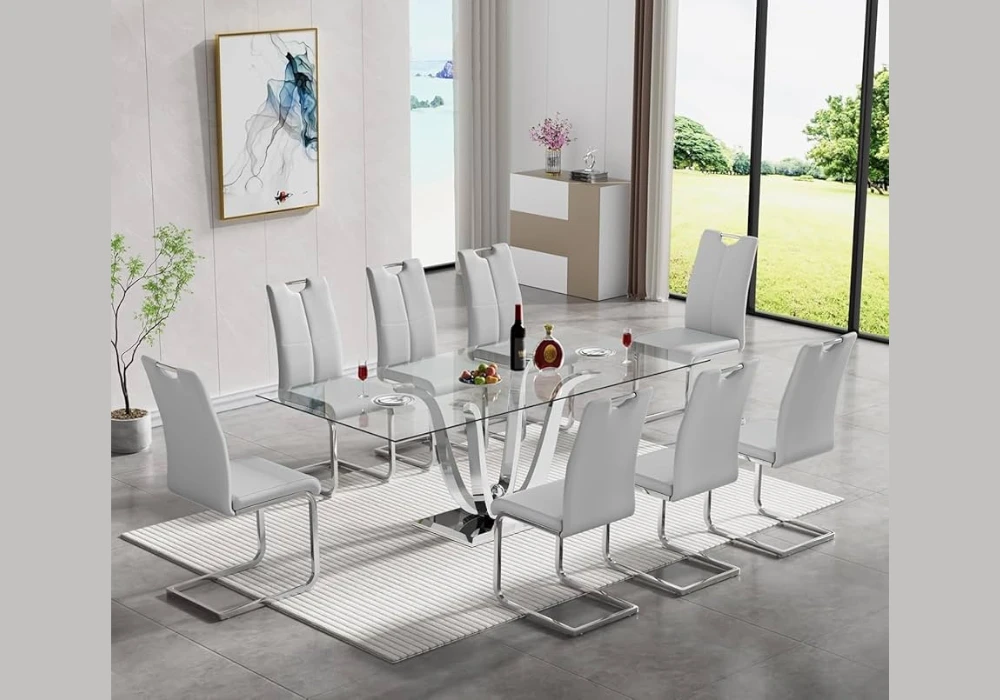 Glass Top 70 Inch Dining Table for an Open Look