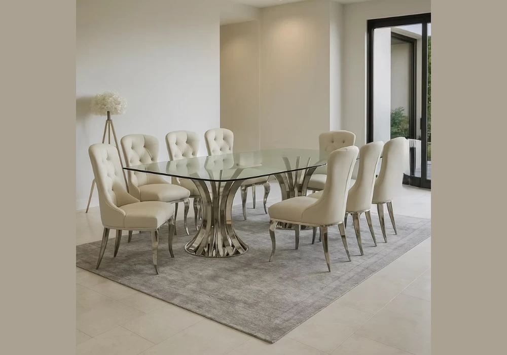 Glass Top Dining Table for 12