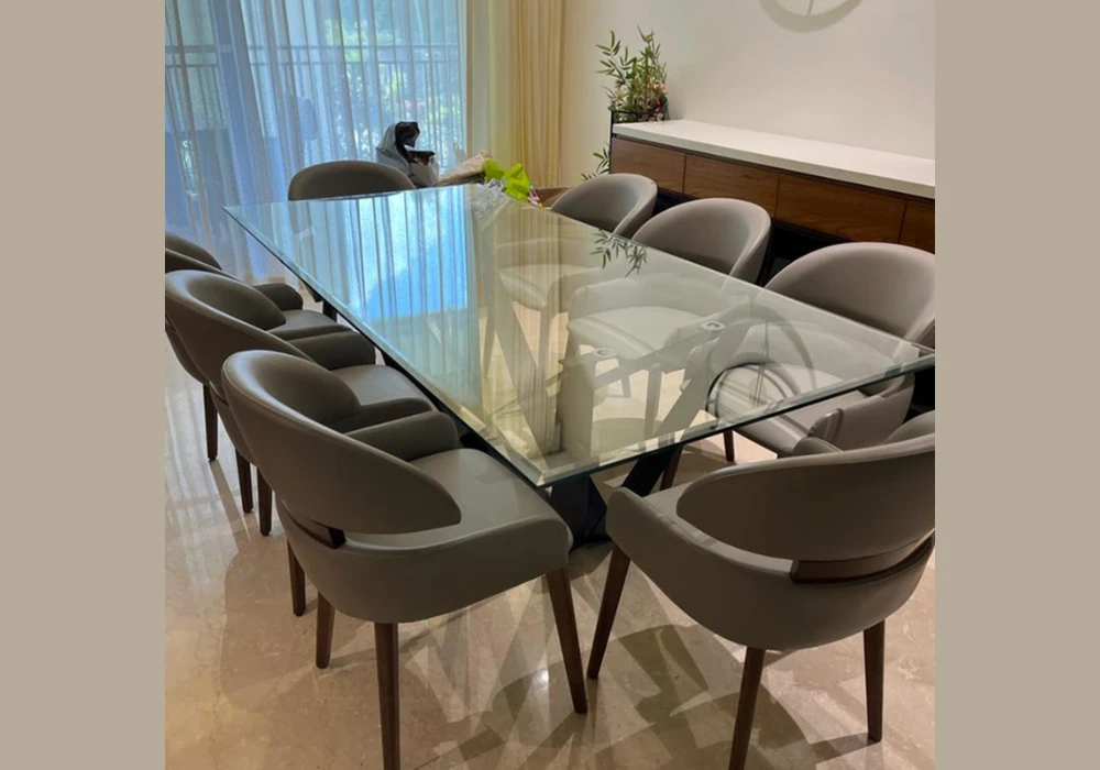 Glass Top Modern Dining Table Setup