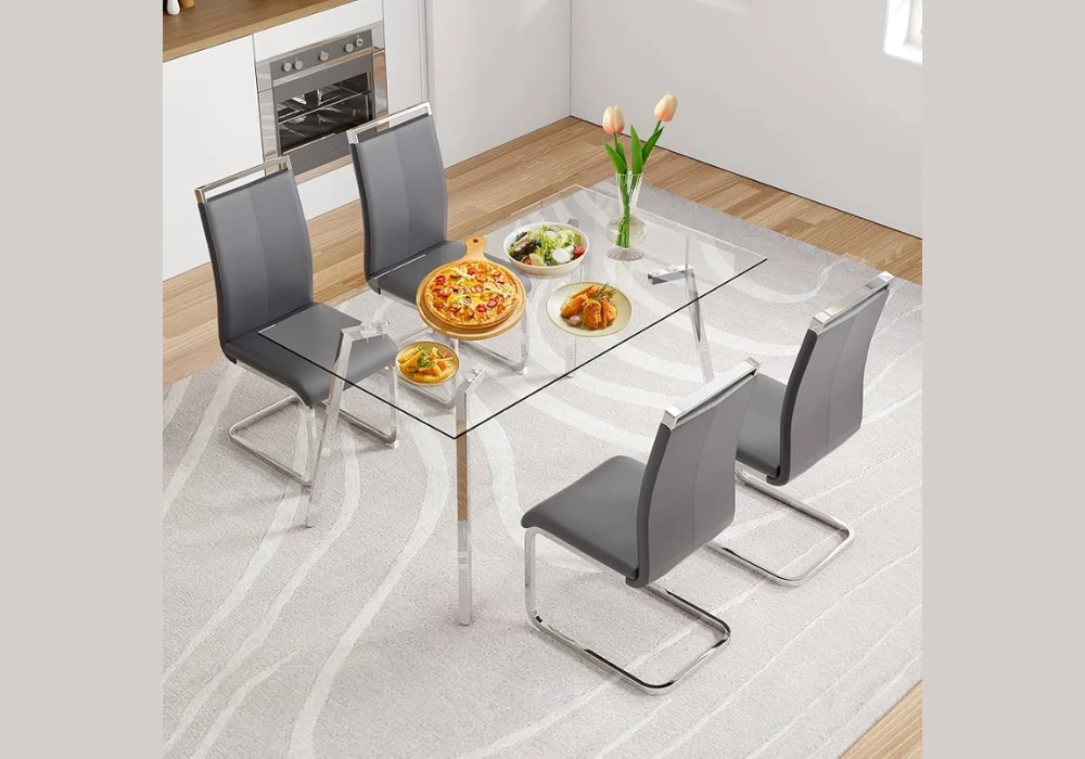Glass Top Small Dining Table for Open Look