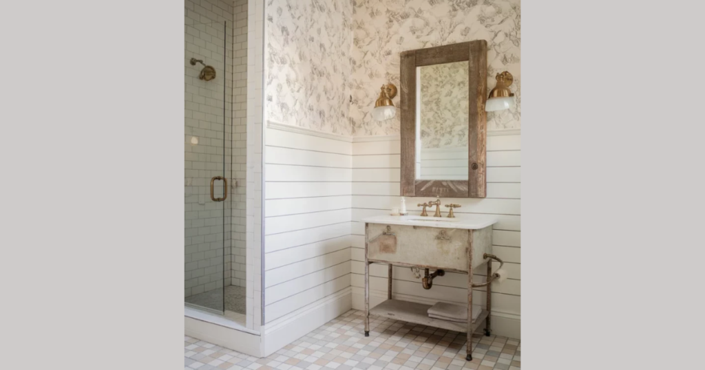 Half Wall Shiplap with Tile Combination